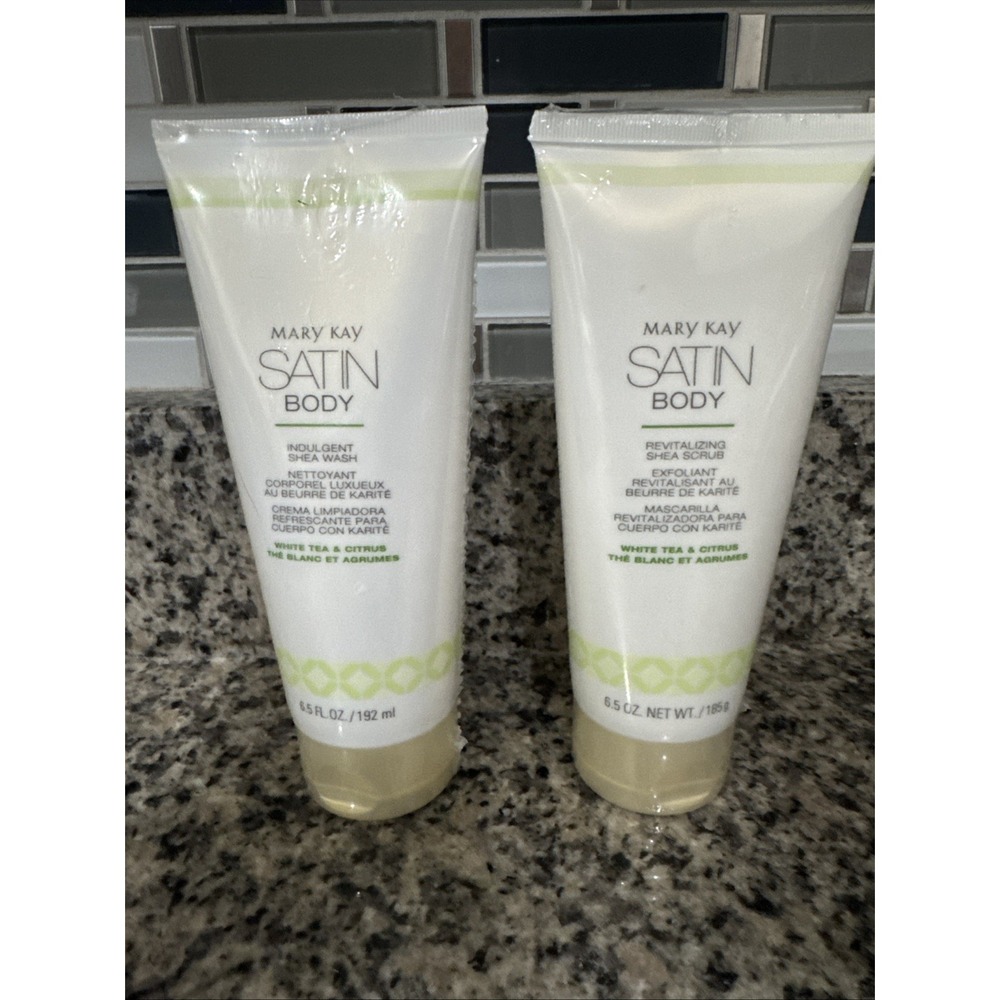2 Mary Kay Satin Body Silkening Shea Lotion‎ White Tea and Citrus 6.5oz Sealed